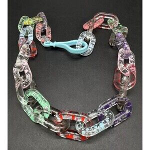 Clear Translucent Cable Link  Multicolor Acrylic Chain Link Necklace 18”